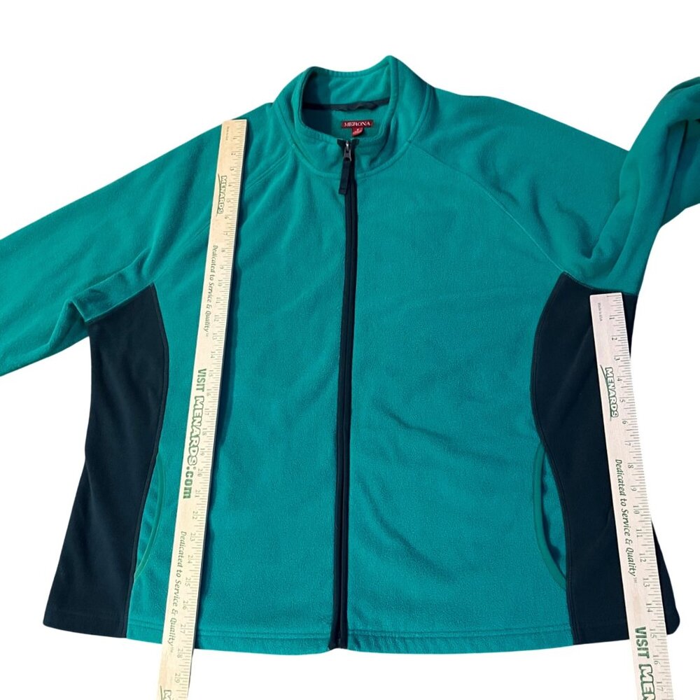 Merona Fleece Jacket Women's 4X Plus Size Teal Black Full Zip Used - Picture 10 of 11